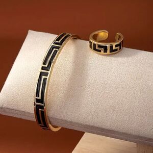 1 Ring + 1 Bangle Designer Inspired 18k Gold Plated Set